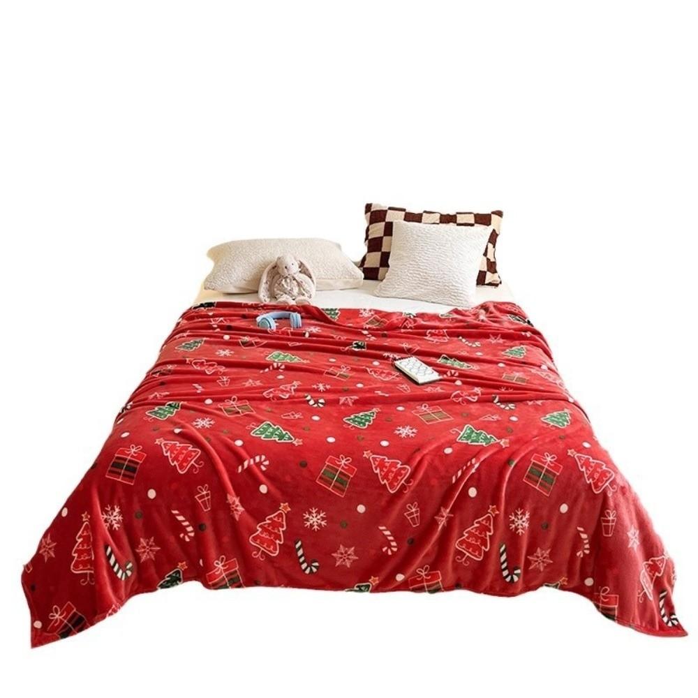 Thickened Christmas Flannel Blankets Warm Soft Fluffy Sofa Cover Bedspread Faux Fur Snowflake Coral Fleece Blanket Spring