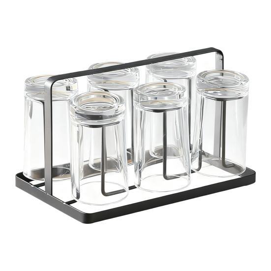 Metalowy Stojak na Kubki z Suszarką na 6 Szklanek Do Góry Dnem Organizer na Kubki do Kawy Oszczędzający Miejsce Gadżet Kuchenny