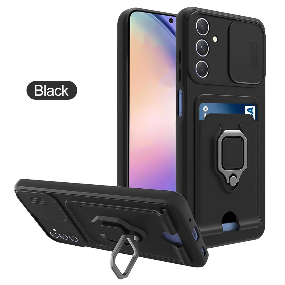 

Роскошный чехол с окном для камеры для Samsung Galaxy A55 A35 A15 A25 A54 A34 A14 A53 A13 A73 A52 A12 Магнитный чехол для телефона с слотом для карт A55 5G чёрный