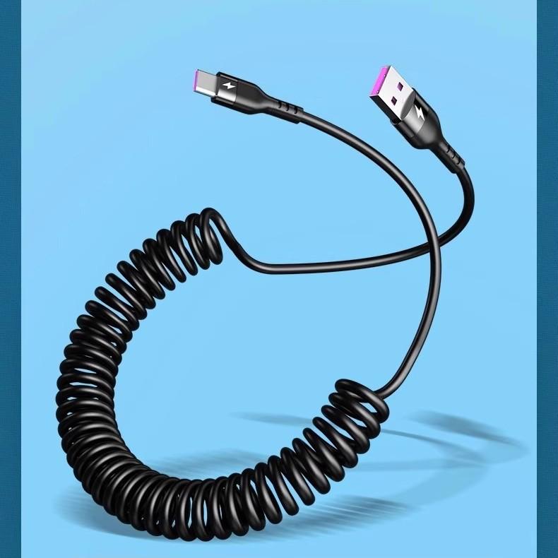 6A Ultra-Fast Charging Retractable Type-C Cable for Apple & Huawei - Car & Motorcycle Compatible