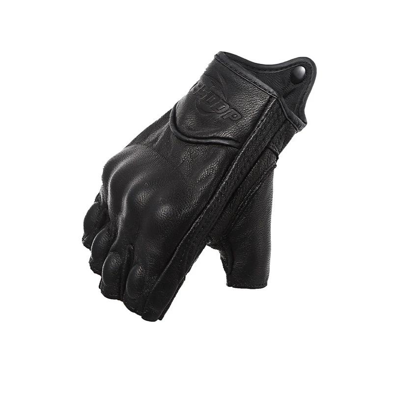 Motorcycle Gloves Sheepskin Comfortable Summer Breathable Half-finger Men's and Women's Electric Bike Riding Protective Gloves
