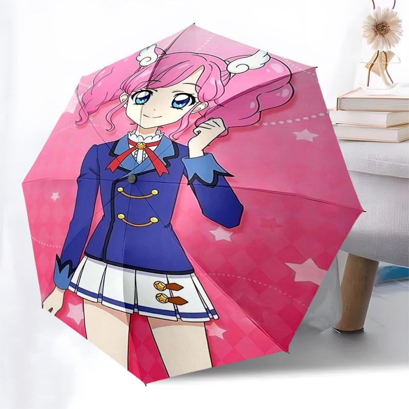 1pc Pink Hair Anime Girl Outdoor Umbrella - Automatic Opening/Closing, Portable 3-Fold Design with 8-Rib Iron Frame - Perfect Gift for Fans, Travelers