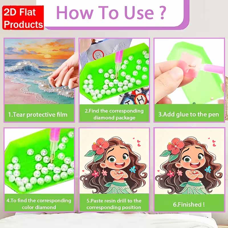 Disney Pearl Painting Moana's Childhood Handmade DIY Pearl Gem Painting Pictures Crafts Special Shape Home Wall Decoration