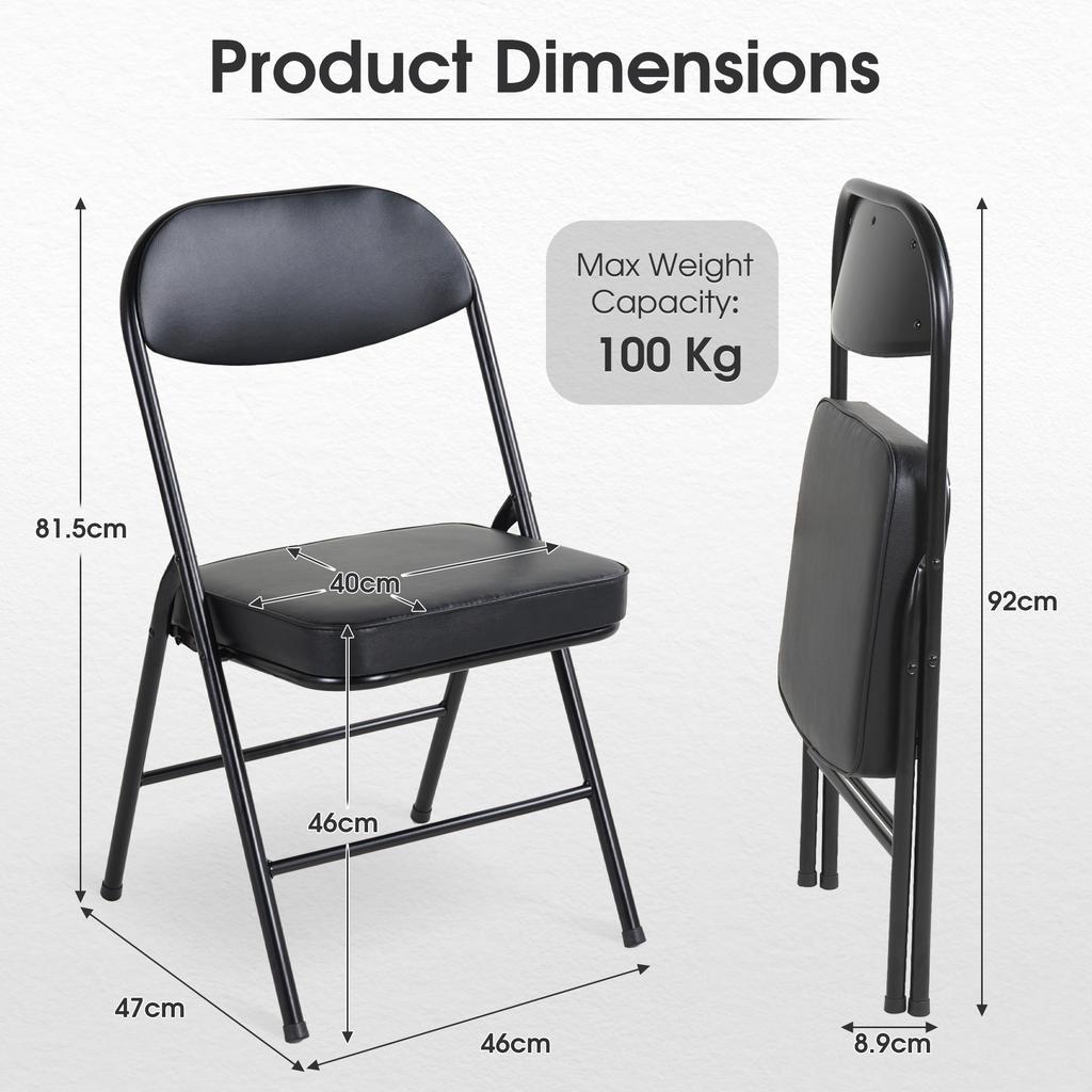4 Pack Folding Chairs with Comfortable Padded Seats and Durable Metal Frame for Home and Office,Capacity 220 lbs,No Installation Required