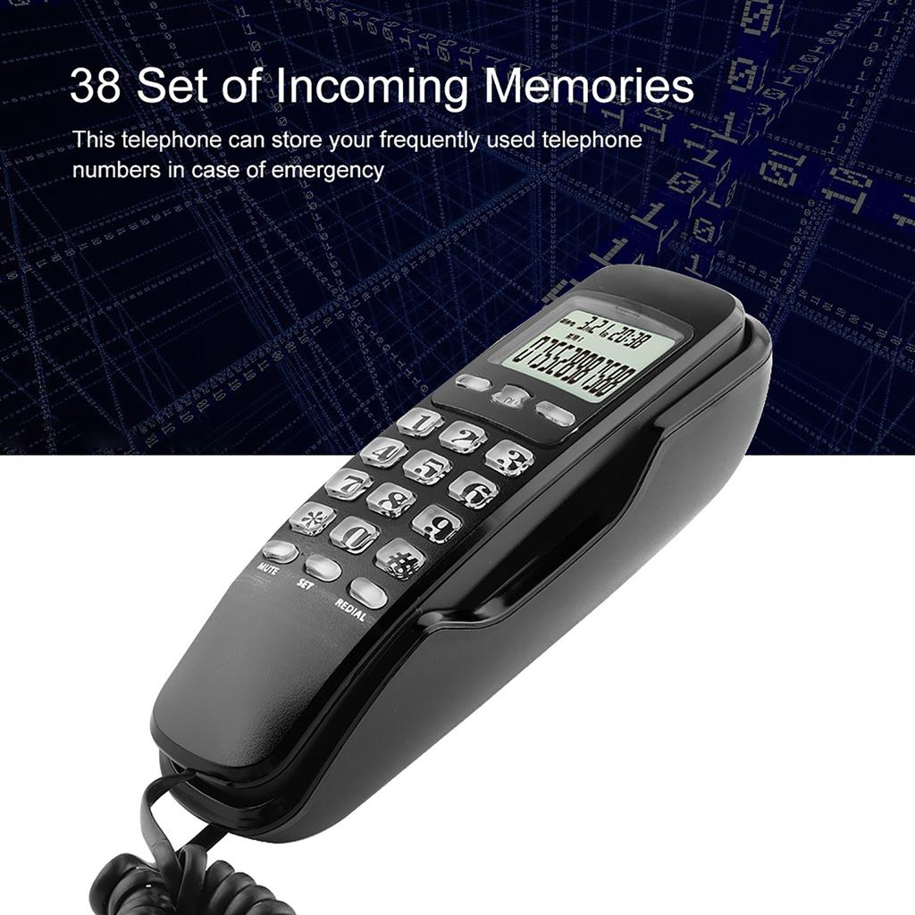 Wall Telephone Hotel Incoming Caller ID LCD Display Landline Phone Black