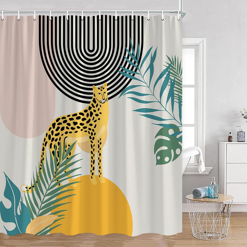 Abstrakta duschdraperier Nordisk mid-century-stil Badrumsdekorationer Modern minimalistisk badkarsgardin Polyester Badrumsdekor