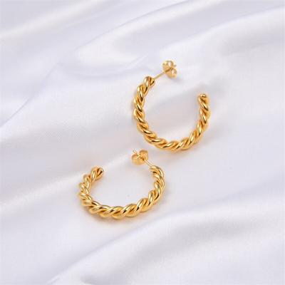 Fashion New Style Twisted Hoop Earrings In Stainless Steel Minimalist Hammered Ring Earrings Awesome Street Style Earring