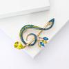 Luxury Rhinestone Music Note Brooches for Women Unisex Glamour Pins 5-color Available Casual Party Accessories Gifts