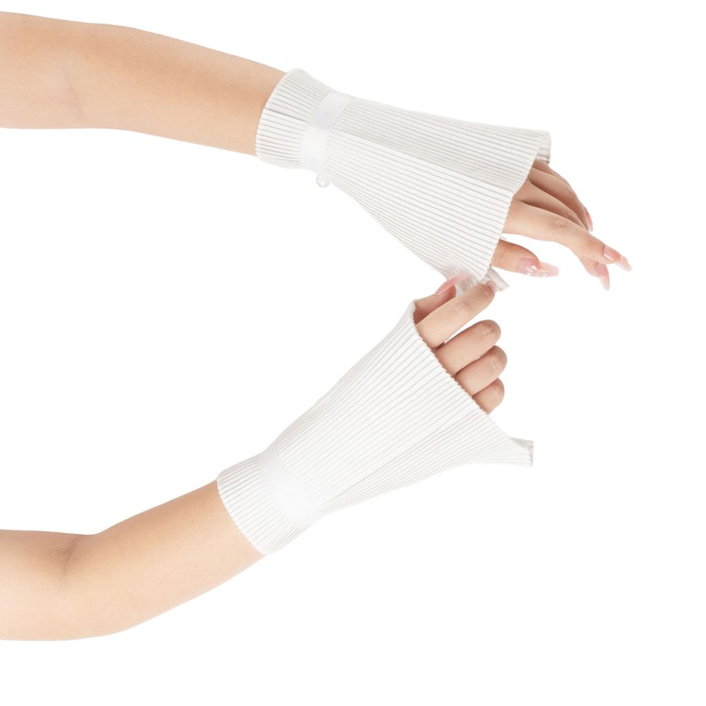 Elegant Detachable Pleated False Collar Pearls Button Shawl and Faux Sleeves Cuffs Set for Parties Costume or Casual