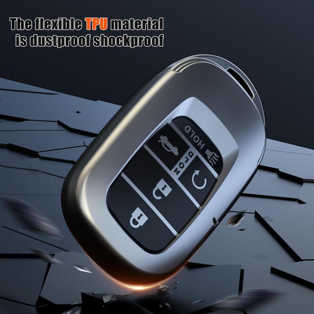 Key Fob Cover with Keychain For 2022 2023 2024 Accord Civic HR-V CR-V Pilot Smart Remote Key Case