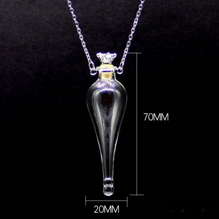 Openable Glaze Vial Pendant Necklace Water Drop Heart Steel Chain Keepsake Jewelry Gift Perfume Mini Bottles Jewellery Necklace
