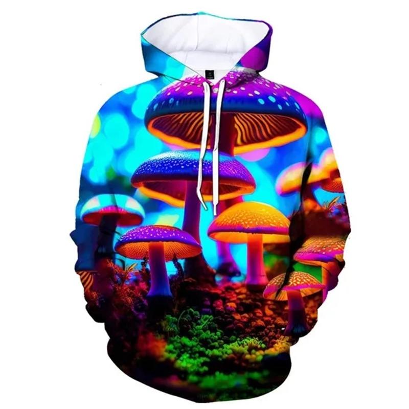 Plants Mushroom Hoodies Camo Funny 3D Print Men Women Hooded Sweatshirts Oversized Pullover Streetwear Kids Tops Unisex Clothing