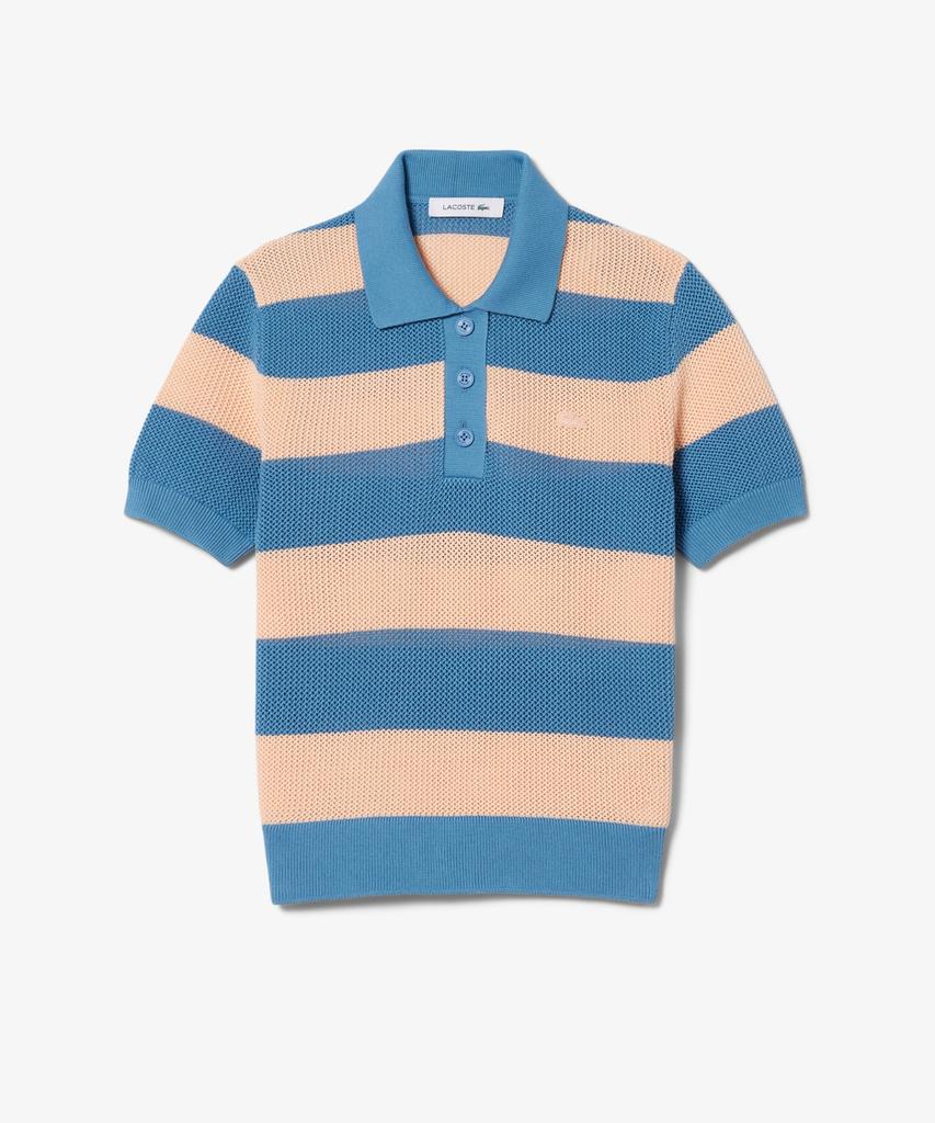 LACOSTE Women'S Summer Striped Short Sleeve Polo Sweater Af9847-56G 4Ip