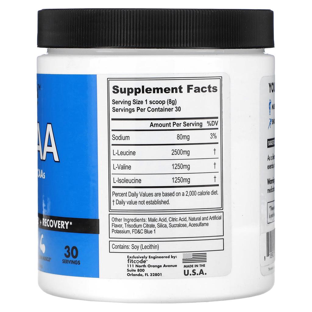 Bcaa, Blue Razz Flavor, 240G(8.5Oz)