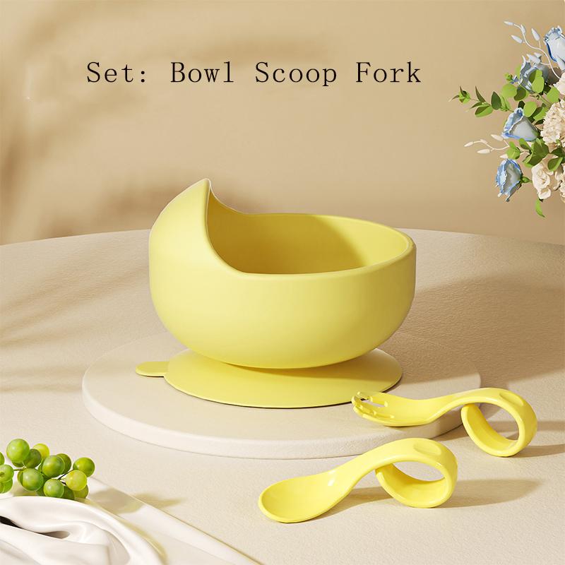 Baby's Complementary Food Bowl Silicone Shatter-resistant Children Tableware Integrated Suction Cup Feed Oneself Training Tool