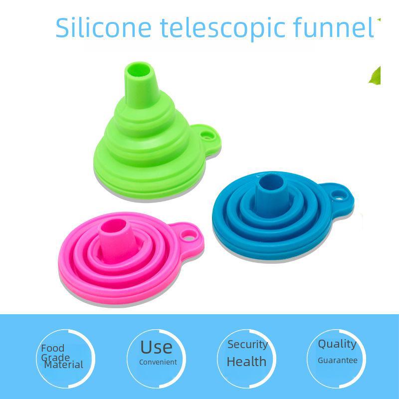 Colorful Foldable Telescopic Funnel: High Temp Resistant Kitchen Gadget for Oil, Wine, More