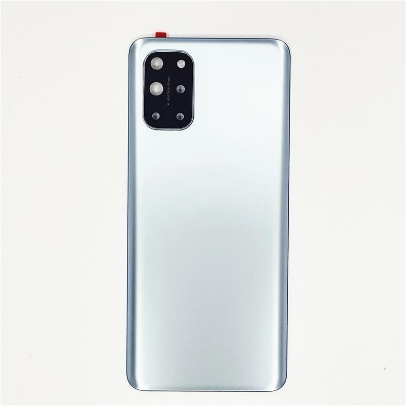 Стеклянная задняя крышка для OnePlus 8T, крышка аккумулятора, задняя панель корпуса со стикером-клейкой для объектива камеры серебряный