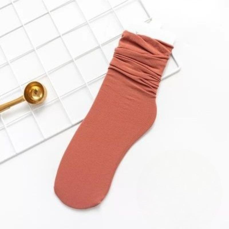 Female Spring and Summer Thin Pure Color Cool Breathable Comfortable Tube Stack Socks