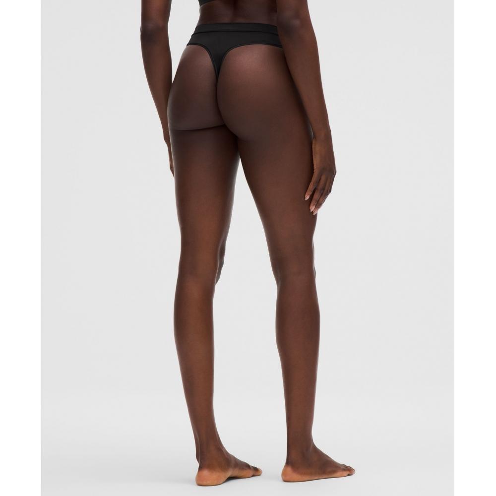 Lululemon Satin Super High Rise Thong Underwear Black