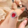 New Classic Oval Ruby Gemstone Wedding Band Rings For Women Wedding Engagement Resizable Ring Noble Plated   Jewelry