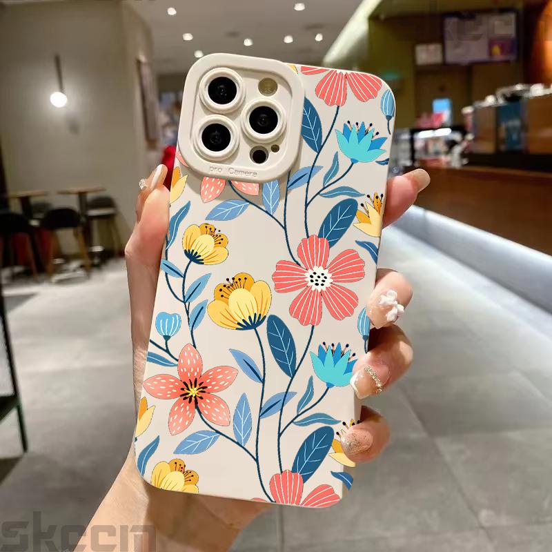 Colorful Flowers Strawberry Silicone Case For Samsung Galaxy S25 S24 S23 Ultra S22 S21 Plus S20 FE A55 A54 A15 A35 Soft Cover