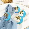 Zinc Alloy Moon Shaped Napkin Buckles Eid Mubarak Napkin Ring Ramadan Decorations Slamic Mubarak Party Table Decor Napkin Holder