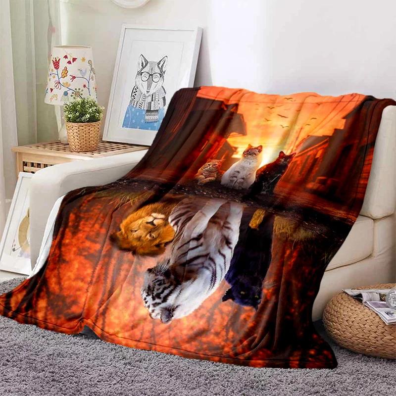 3D Tiger Blanket Super Soft For Spring Autumn Modern Line Art Sherpa Blanket Bedspread Throw Travel Dropship