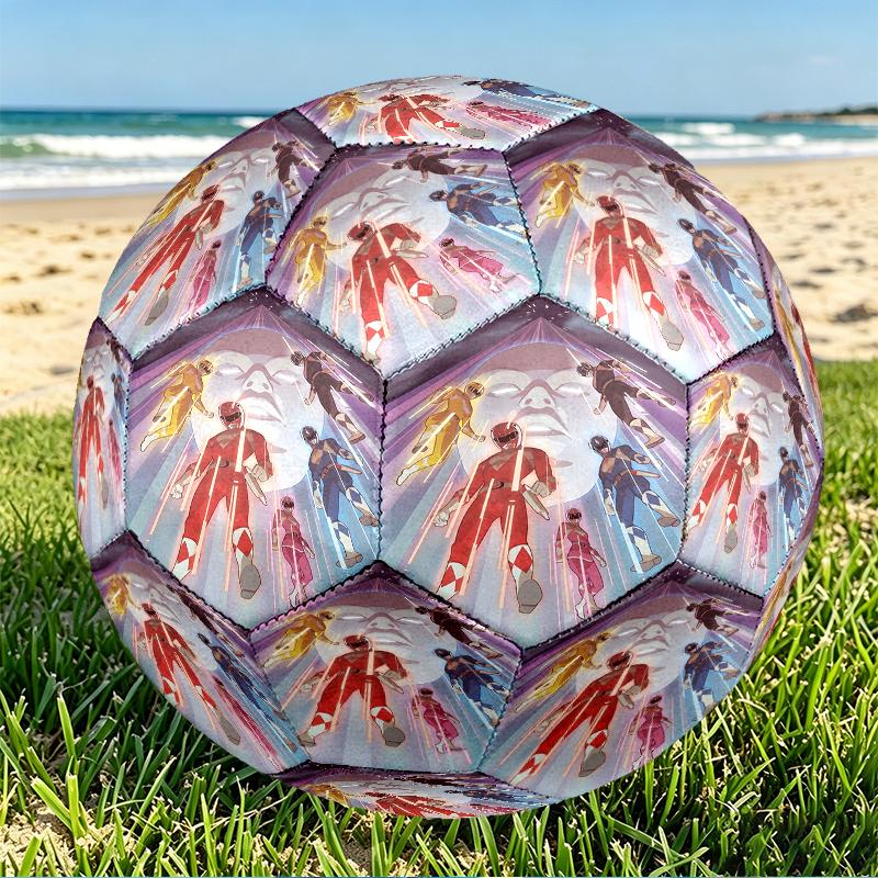 Mighty Morphin Power Rangers Print Size 5 Soccer Ball, PU Wear Resistant Football for Match Training and Daily Practice, Birthday Gift for Soccer Fans