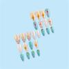 24 Pcs Glossy Fake Nails 3D Ocean Nail Tips with Starfish-Design Lightweight Press On Nails for Daily Party Use