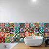 1Pc 10/15cm Colorful Flowers Pattern Retro Tiles Wall Sticker Kitchen Bathroom Tile Waist Line Wallpaper Art Mural