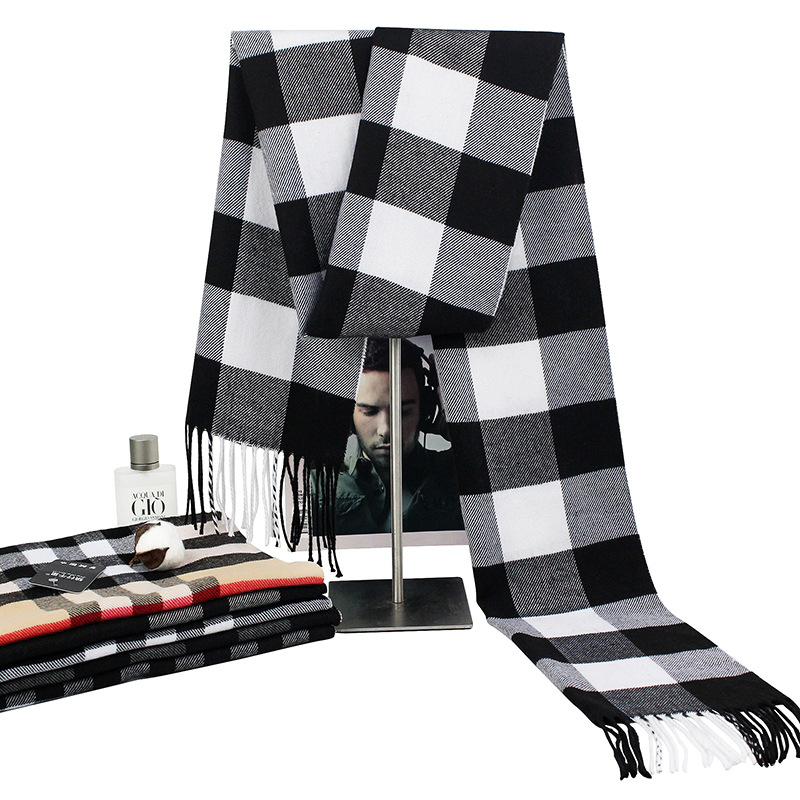 Autumn And Winter Scarves Imitation Cashmere Warm Men'S Plaid Scarf Manufacturers