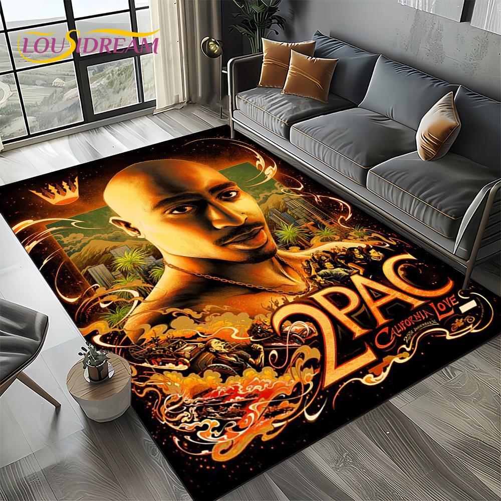 Rapper Eminem Tupac 2pac Hip-Hop Rap God Carpet Rug for Living Room Bedroom Home Sofa Decoration,Area Rug Non-slip Floor Mat