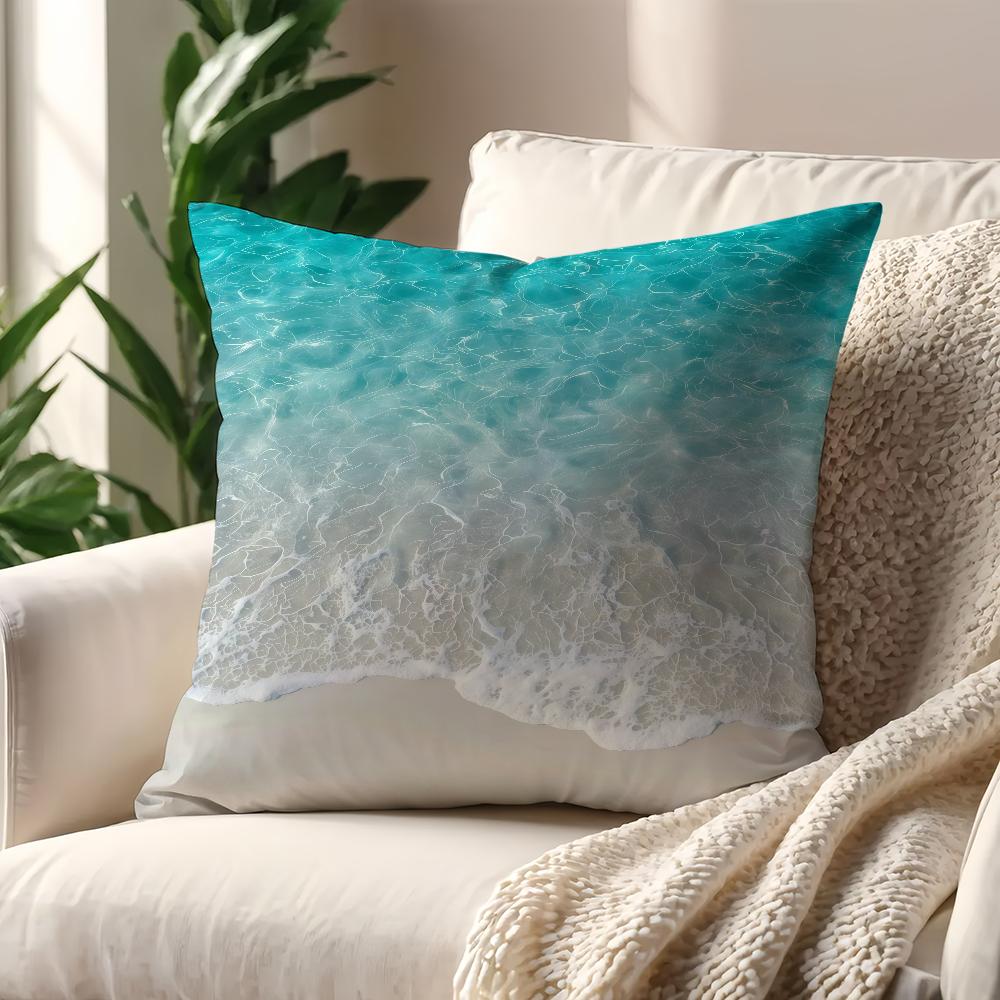 White Foamy Waves On the Beach Cushion Cover For Pillow Printing Sofa Decoration Home Room Coffee Shop Office Nordic Simplicity