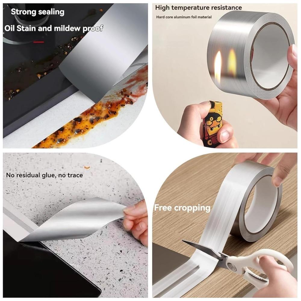 Aluminum Foil Tape 5-10m Waterproof Oil Proof Self Adhesive Kitchen Stove Sink Gap Seal Strip Heat Resistant for Countertop Edge