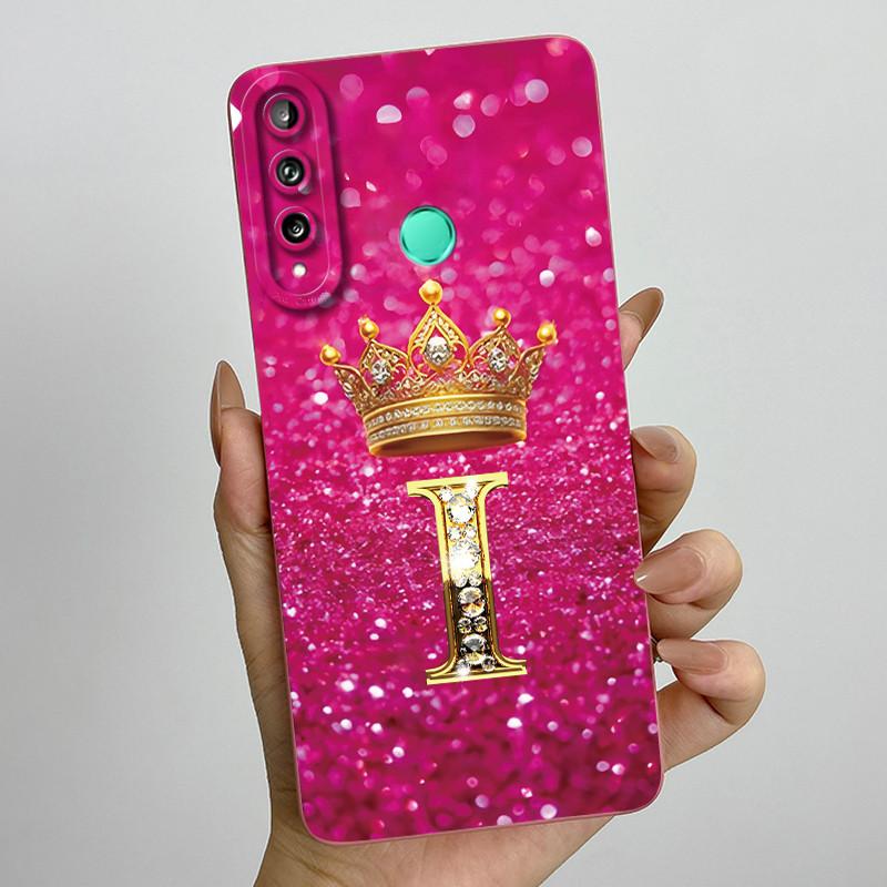 For Huawei Y7p P40 Lite E ART-L28 ART-L29 Fashion Initial Letter Couple Phone Case Y7P 2020 Soft Silicone TPU Protective Casing