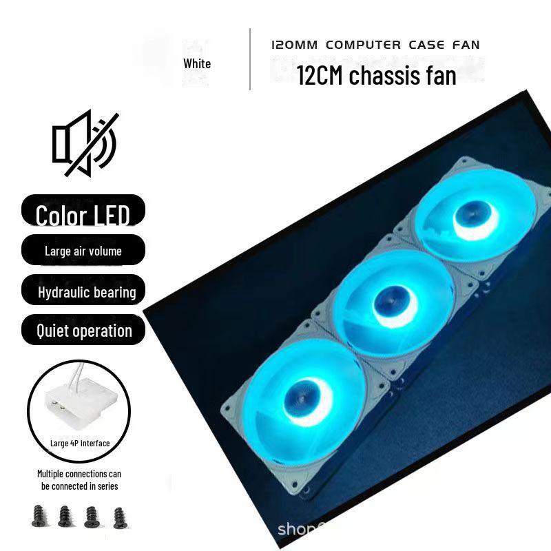 RGB 12CM LED Silent Desktop Cooling Fan with Luminous Rainbow Effect