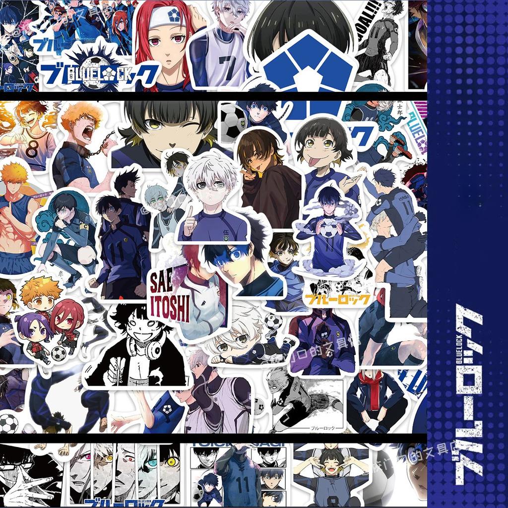 50 Pieces of Blue Prison Stickers Featuring Cartoon Anime Characters: Kazuma Kiyo, Hachiro Fura, and Renya Kunagami