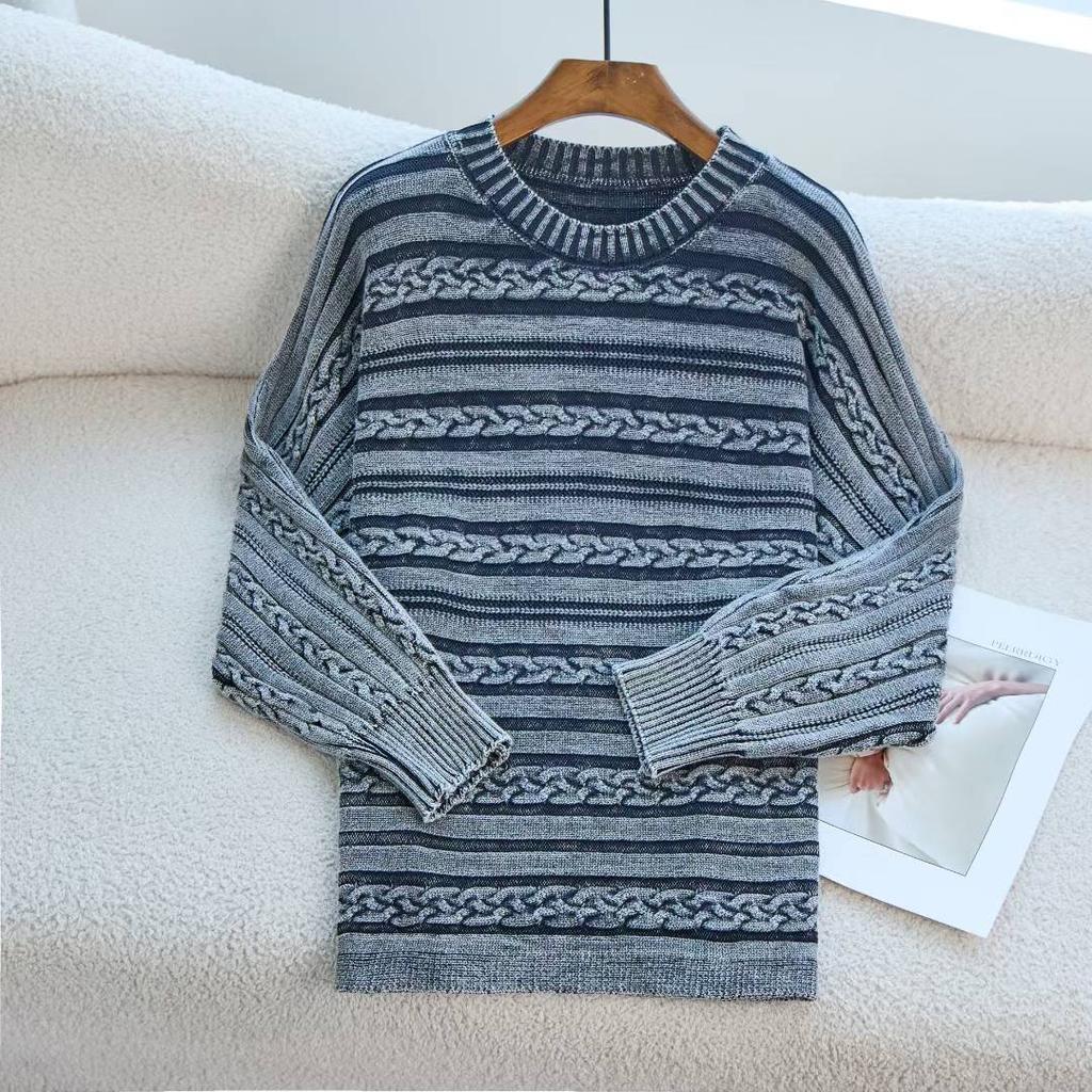 European and American Crew Neck Twist Women's Knitted Sweater Pullover Autumn and Winter New Models Do Old Women's Sweater Outer Wear