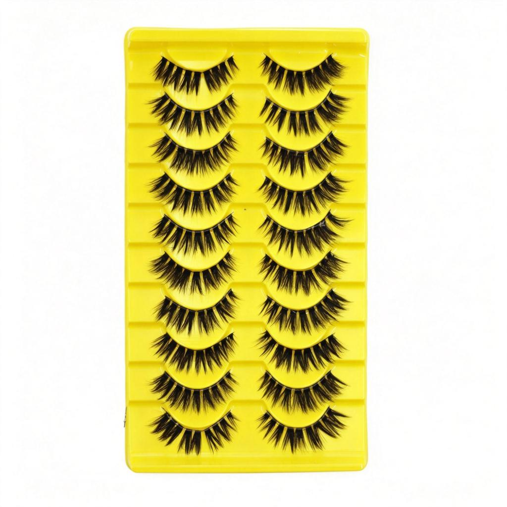 European Natural 3D False Eyelashes with Curled Stiff Stem - Dense, One-Piece Whole Strip