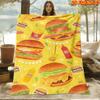 1pc 2D Flat Printing Spring & Summer New Arrival Hamburger Fries Theme Digital Print Blanket, All Seasons, Casual Blanket, 100% Polyester Fiber Soft A