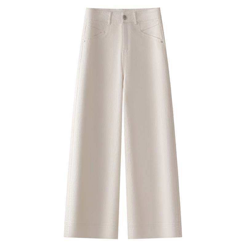 2025 New Dark Blue Tencel Petite Women’s Straight-Leg Wide-Leg Jeans for Spring and Autumn