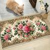 VIKAMA Flannel Rug Mat Romantic Rose-Style Versatile Home Decor Rug Machine-Washable Hallway Rug Home Decor