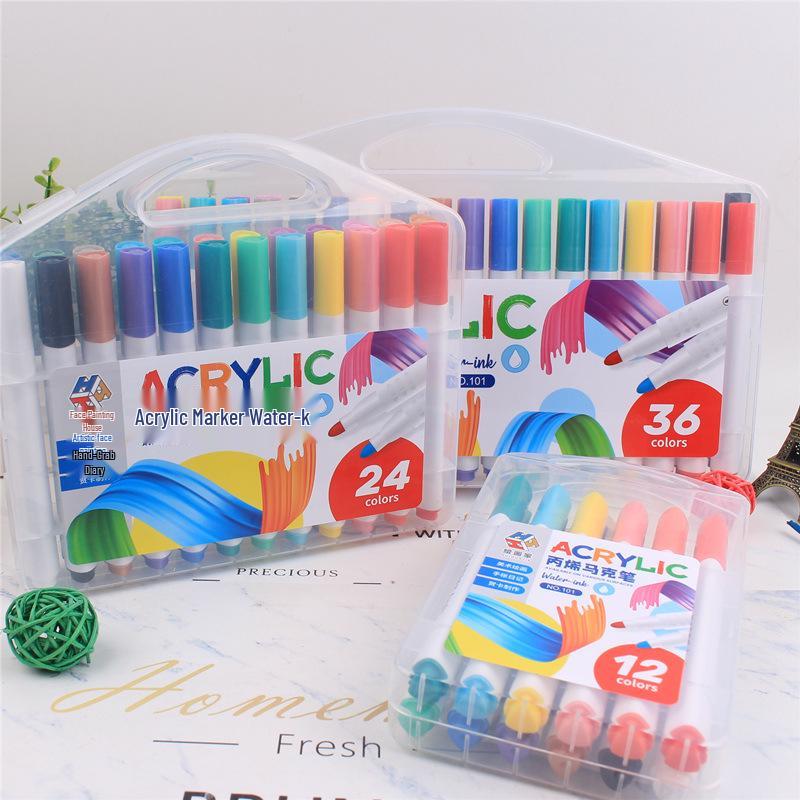 Acryl-Marker Stift Set - 12, 24 oder 48 Farben für Stoff, Keramik und Holz, Wasserdichte Farbe Stifte