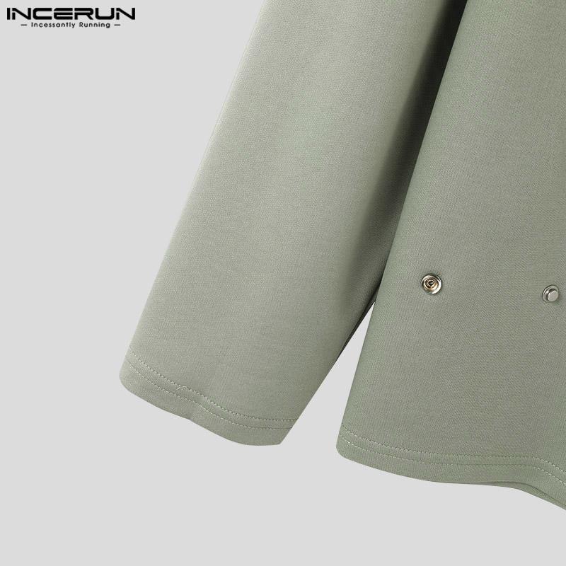 INCERUN Men Spring Autumn Round Neck Long Sleeve Buttons Pullovers Tops