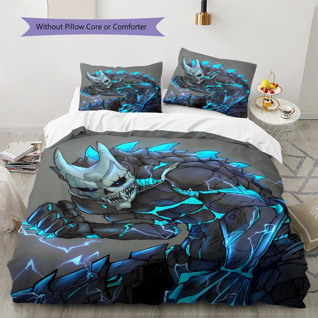 Kaiju No. 8 Pattern Bedding,Quilt Set Quilt Cover Pillowcase Home Birthday Gift (1 * Duvet Cover + 2 * Pillowcase, Without Core)