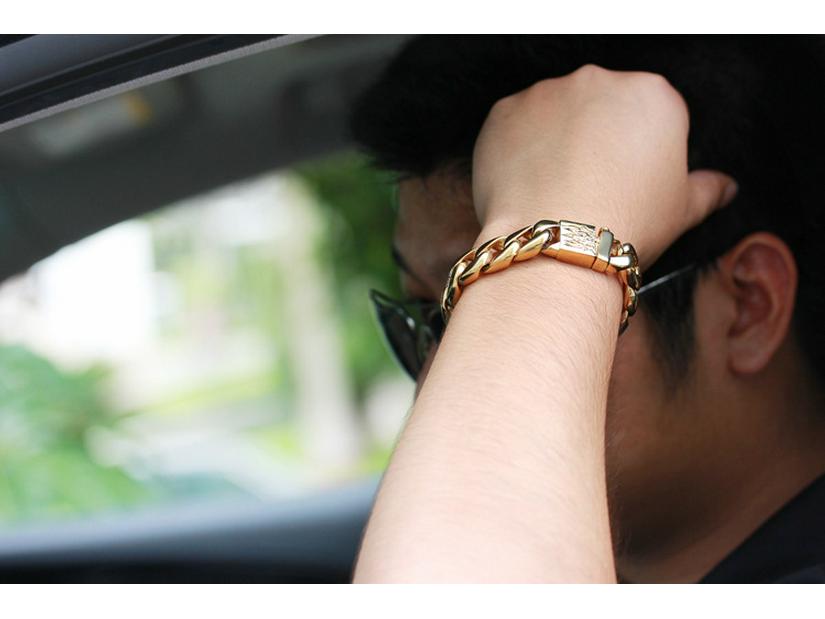 Kalen Men's Trendy Stainless Steel & Gold Korean Style Bracelet