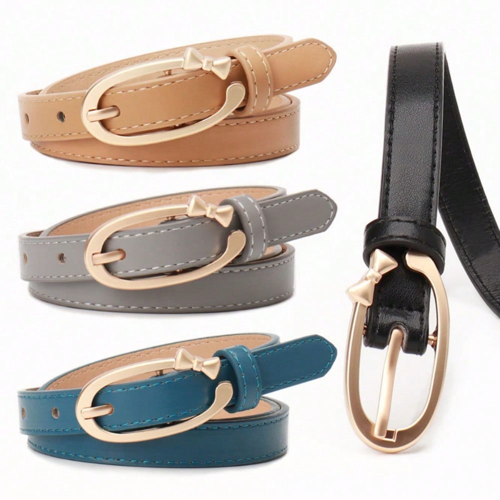 New Women's Belt Versatile Simple and Sweet Small Bow Buckle Belt Women's Decorative Jeans Belt
