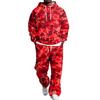Men's Layer 2 Piece Hoodie and Cargo Pants Set with Elastic Waistband for Casual Wear