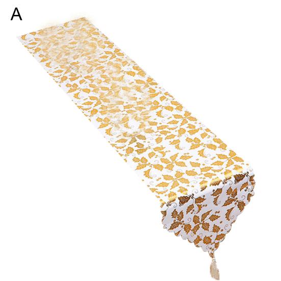 Střapcová dekorace Dlouhý běhoun na stůl Slavnostní atmosféra Vánoční ražba Potisk listů Ubrus Vánoční ozdoba Domácí dekorace