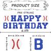 Set of 2 Pre-Strung Baseball Happy Birthday Banner - Blue Glitter Baseball Themed Birthday Party Decorations Supplies for Boys or Girls, Photo Booth